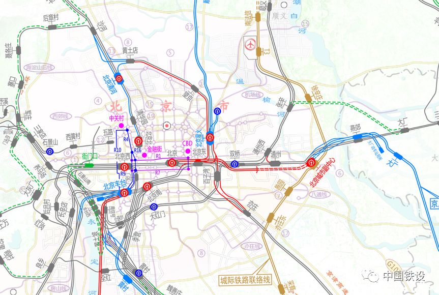 北京铁路枢纽总平面布置示意图