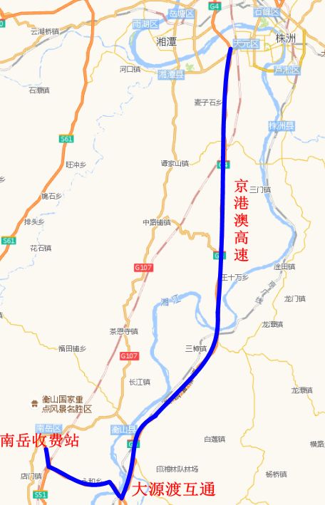 2,县城易俗河→潭花复线→x018县道→回龙桥十字路口→x022县道→x