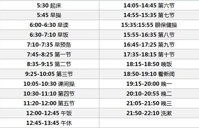 今天呈现给大家,希望对同学们有所启发 衡水中学 1,作息时间表 作息