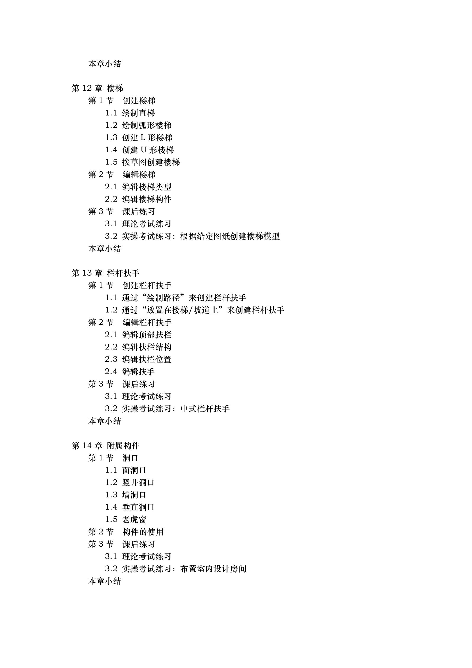 《bim建模工程师教程.revit》目录大纲