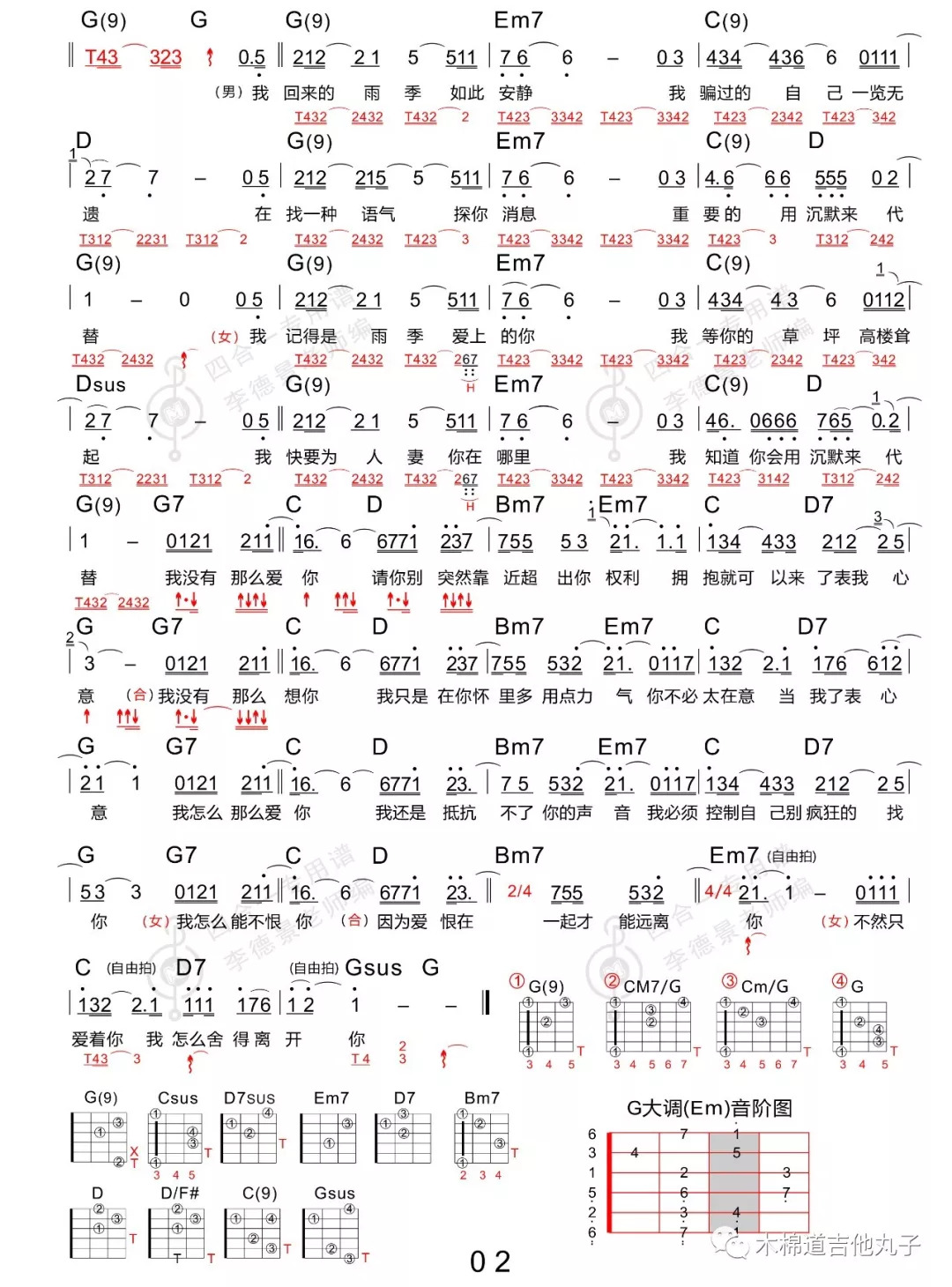 薛之谦伊一了表心意新四合一吉他谱