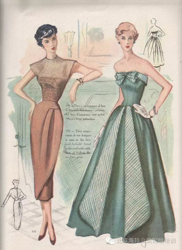四,五十年代大师设计的手稿,服装比现在还时髦!