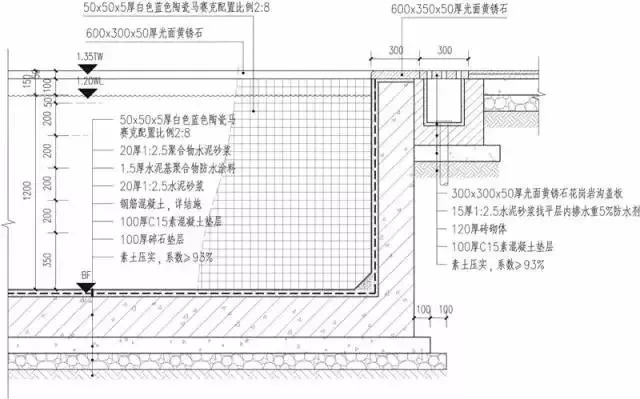 入池台剖面图六,泳池观感验收标准1,自然岸线泳池,岸线应平滑流畅,无