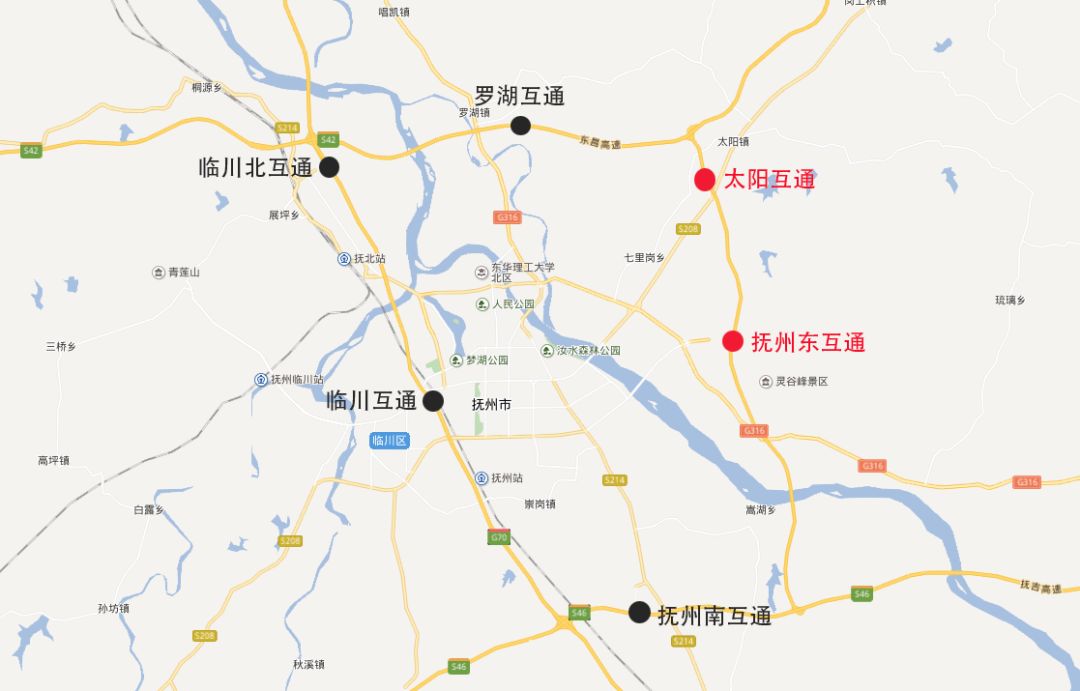 附近,与东昌高速公路相接,终于嵩湖乡杨家村附近,与金抚高速公路顺接