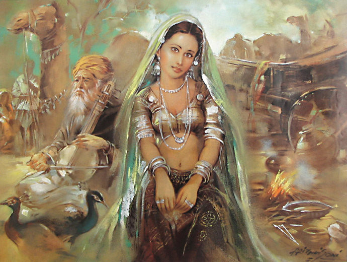 印度绘画里的古典美女