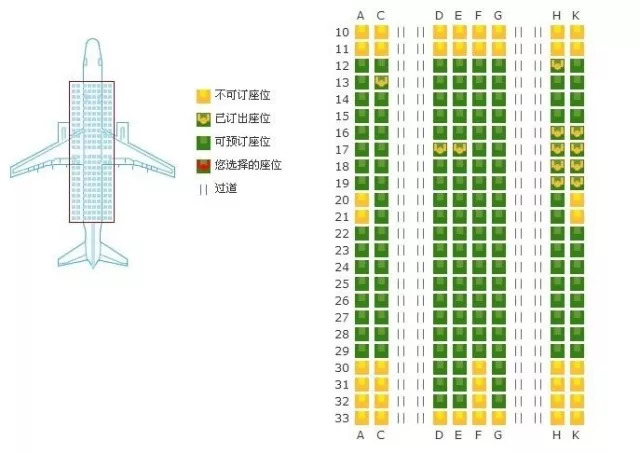 宽机型机舱座位编码实例