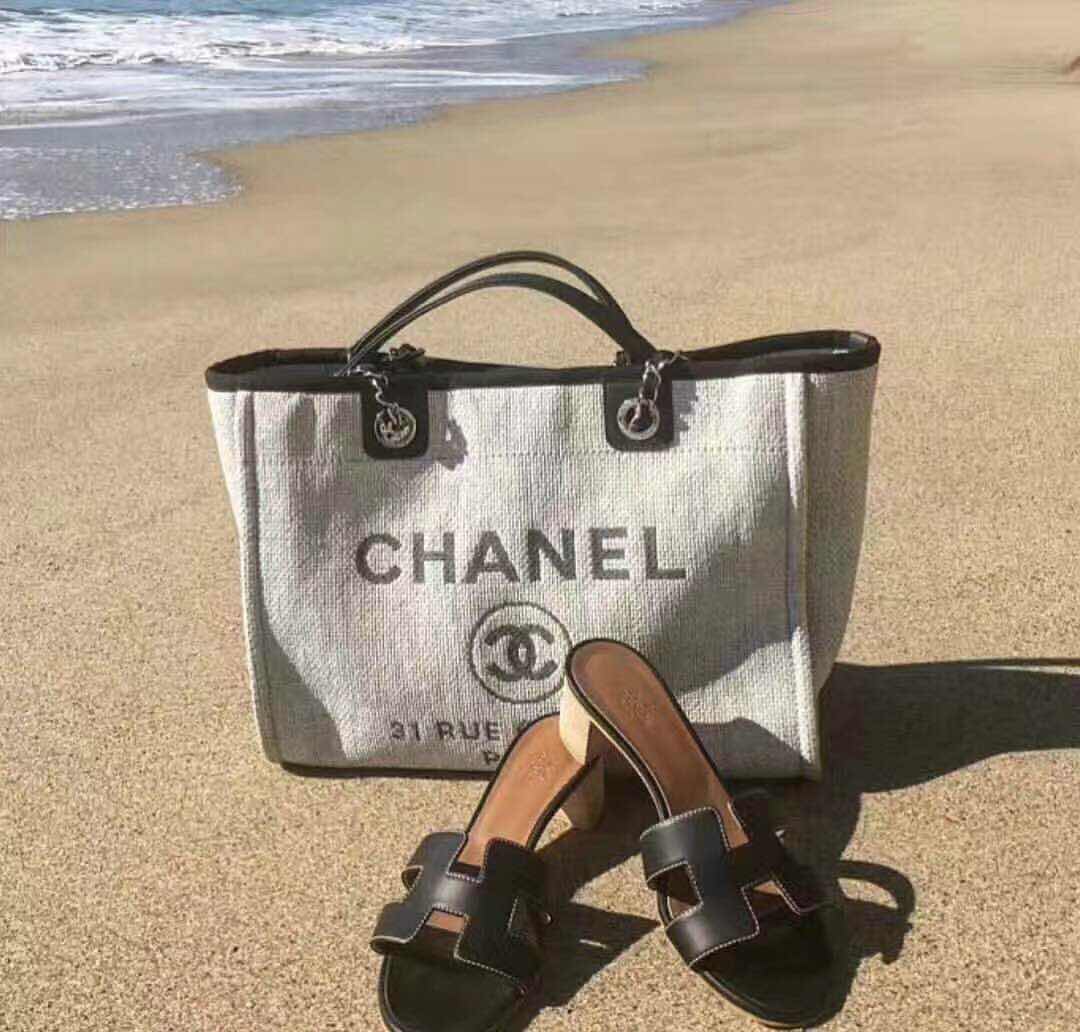 款式辨别|chanel/香奈儿tote bag帆布沙滩包