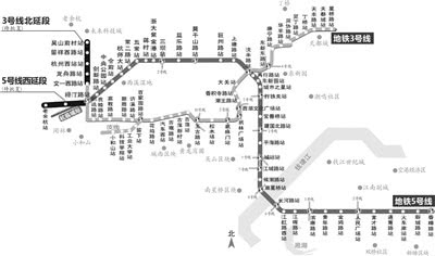 3号线延至火车西站核心区 杭州地铁3号线将北延至杭州西站,杭州地铁3