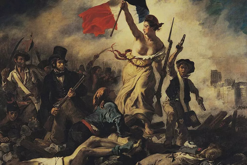 法国大革命主题画作:自由引导人民.