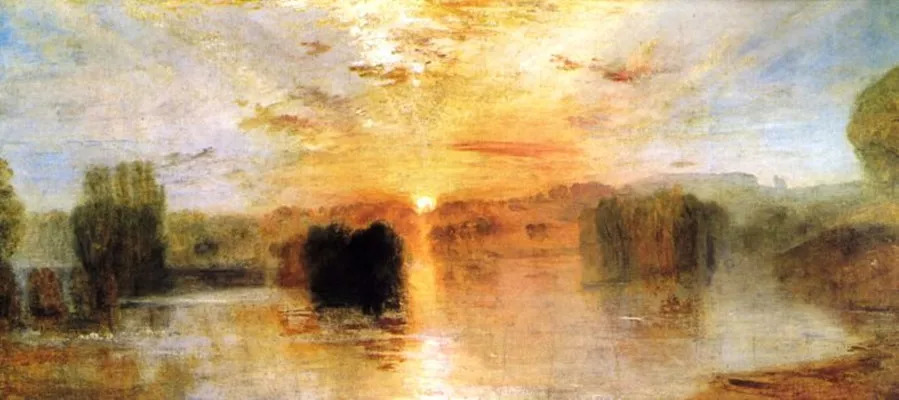 最为典型的是英国风景画大师透纳描绘的《佩特沃斯湖落日》(the lake