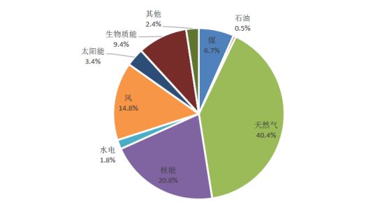 2017 年英国电力消费中各类能源占比