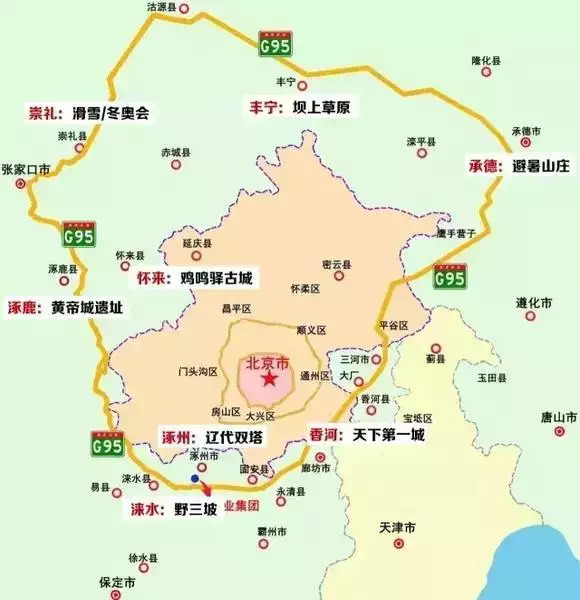 "首环高速"的中国国家高速公路网编号为 g95, 途经河北省 张家口