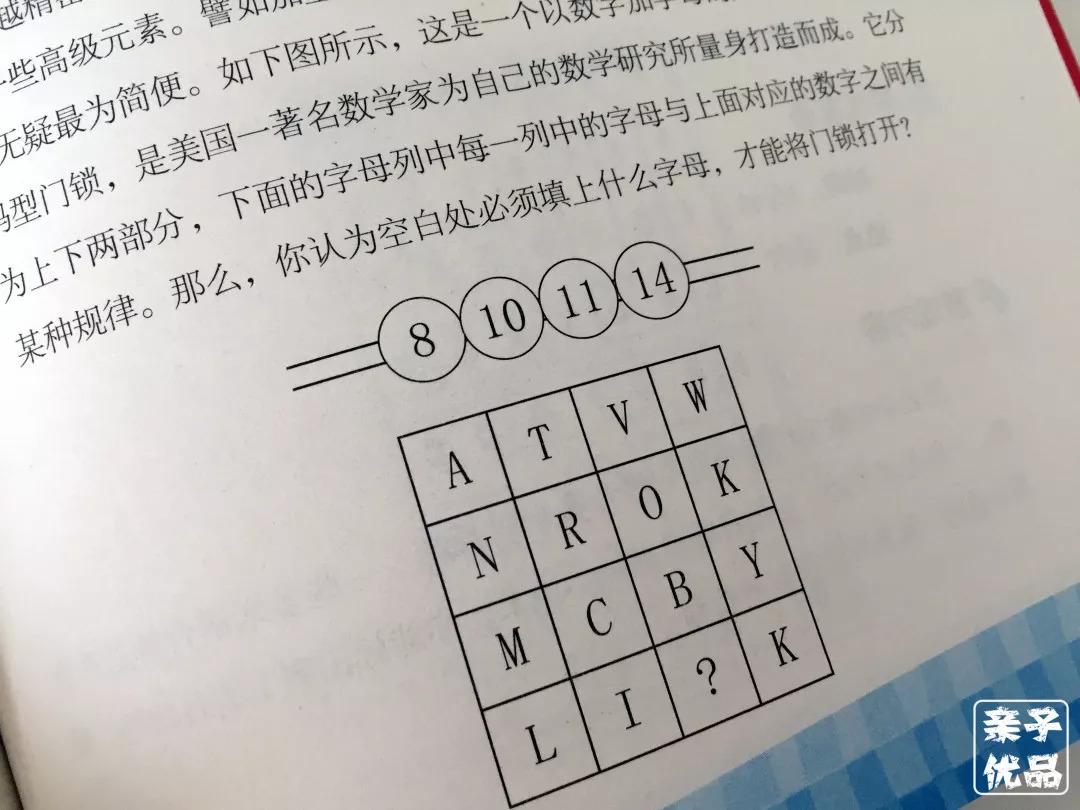 还有经典的 密码锁游戏题,考察的是孩子的观察力,逻辑推理力,以及计算