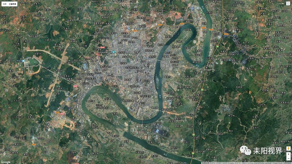 如今的耒阳卫星地图 图片来源;美国地质调查局(usgs) 史料来源;耒阳市