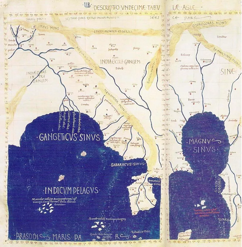 古典时代的托勒密世界地图上 就已经有了新加坡的模糊位置图片