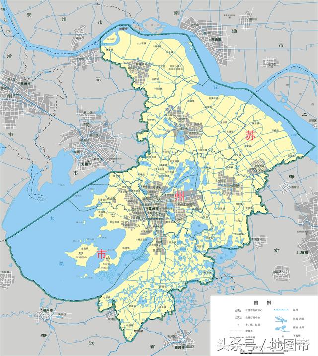 江苏省苏州市地图.昆山和江苏太仓,常熟,苏州以及上海相邻.