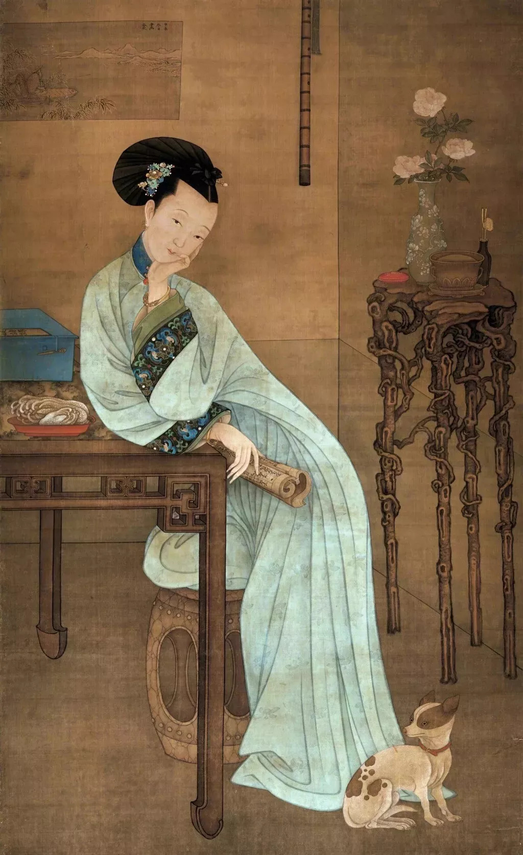 对于清朝画家,孙婷深爱冷枚的《春闺倦读图》和宫廷画师郎世宁的《午