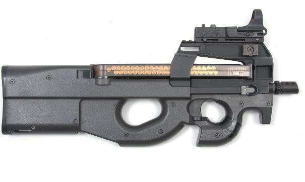 fn p90式冲锋枪,p90是世界上第一支使用了全新弹药的个人防卫武器,由
