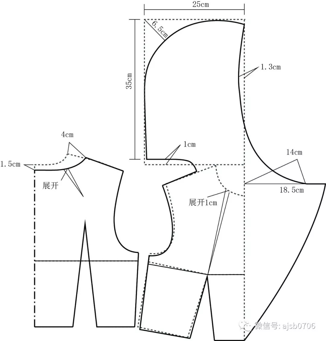 5cm,为前波浪领的宽度 04 第四步 05 纸坯效果 06 纸样示意图 总体