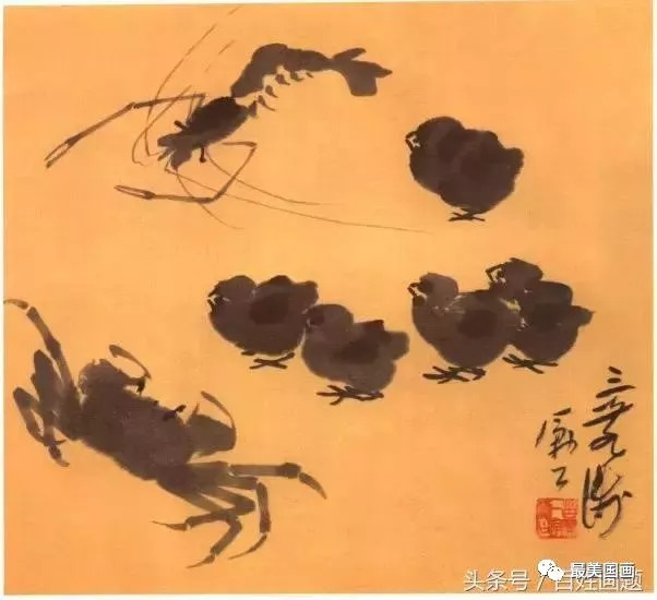 现当代名家李苦禅画鸡作品欣赏