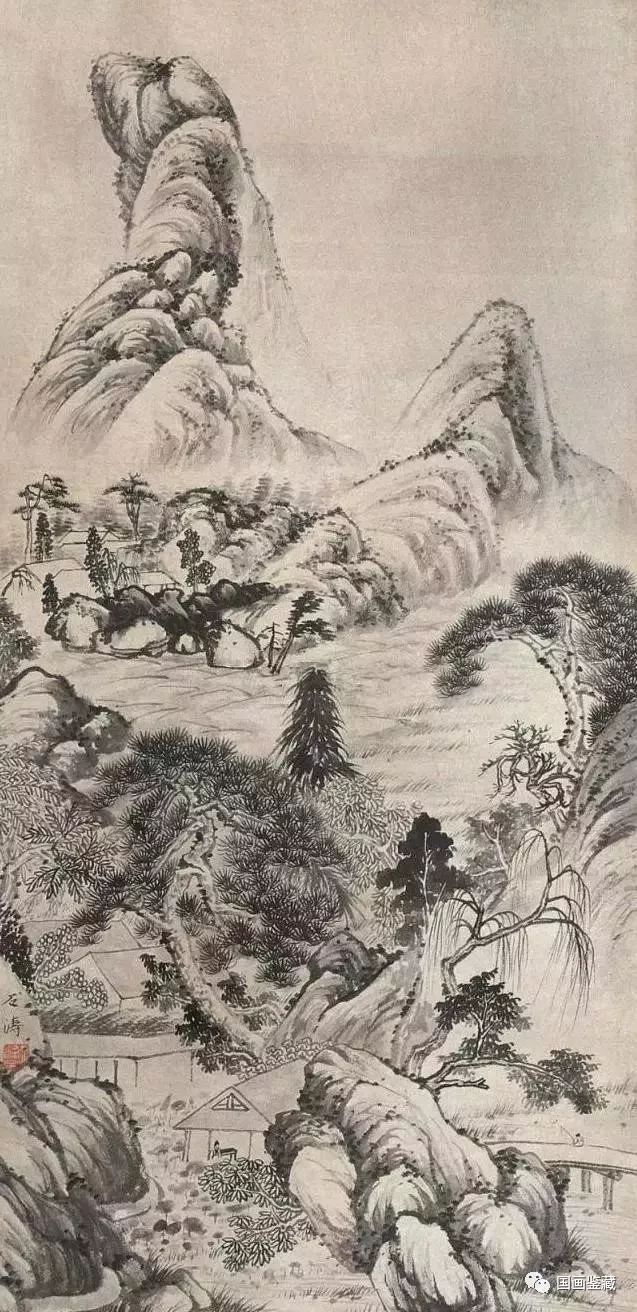 他的画是继王维的水墨渲染后一种新的山水画创作