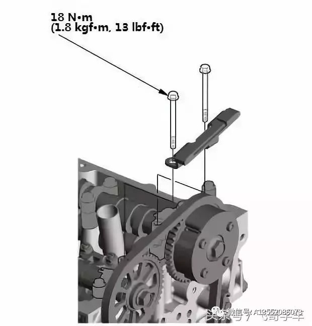 6. 安装凸轮轴链条导向b