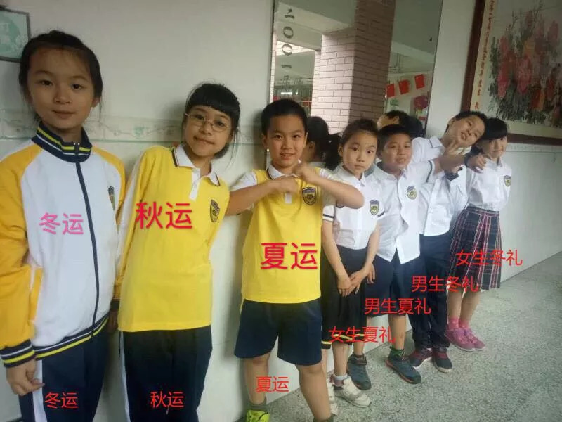 既然名为黄花小学,所以在新校服的选择上学校也首选了黄色为主色调.