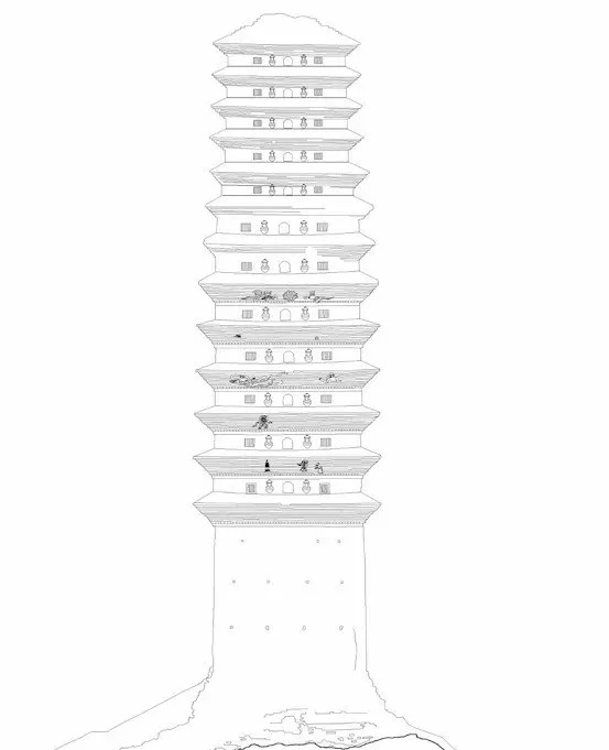 镇国寺塔正立面图