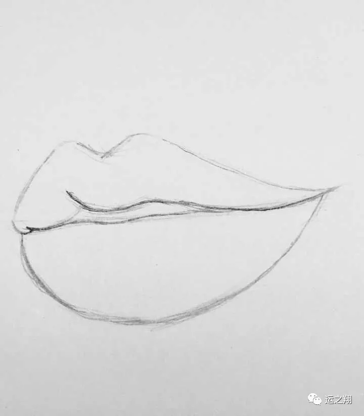 第二步:利用辅助线画出嘴唇的外轮廓