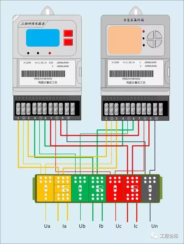 星型接法3d示意图(400v) 05 三相四线电能表组合接线示意图 (3*220v