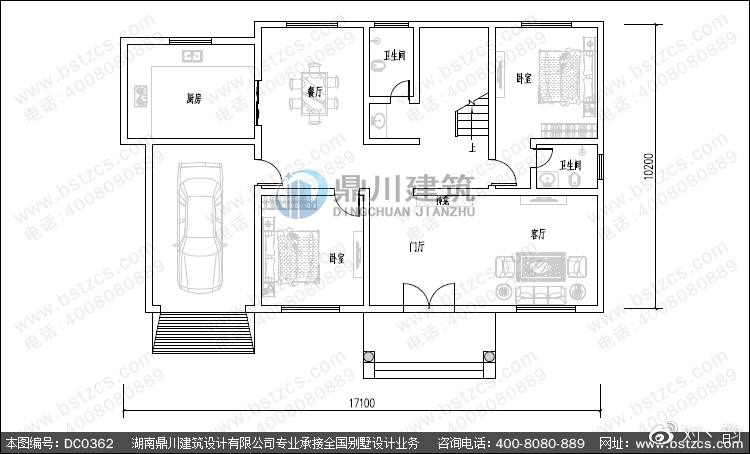 二层带车库露台新农村自建房设计图纸