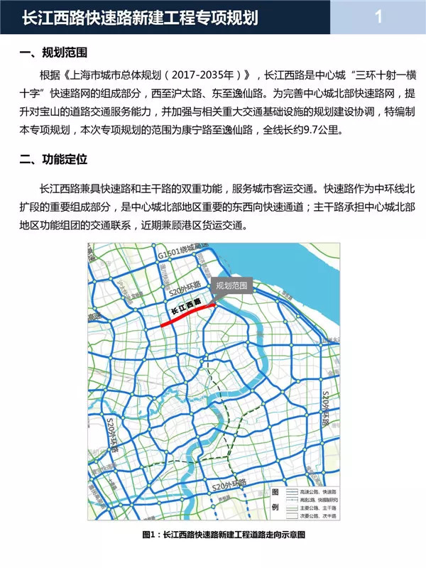 红线和电力黄线控制线规划方案长江西路快速路新建工程专项规划公示