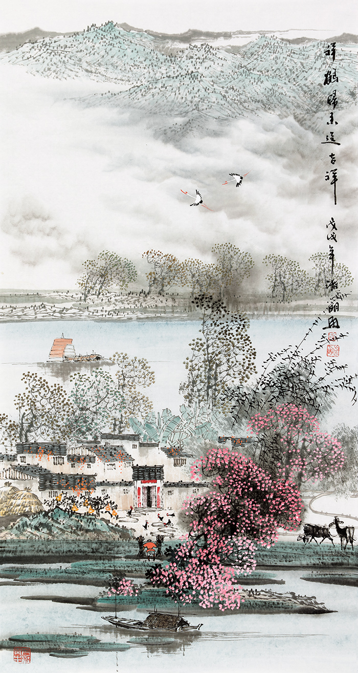 手绘江南国画欣赏 诸明山水美景艺术