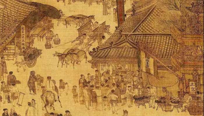 而在北宋时期的名画《清明上河图》中,集中描写了北宋东京繁华的街市