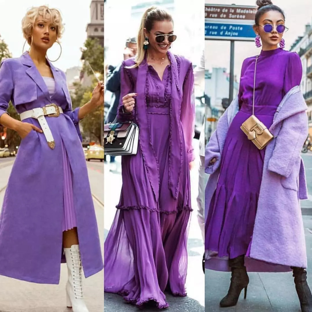 紫色两件套裙子搭配粗跟凉拖鞋，戴草帽凸显创意搭配，显高贵典雅_服饰