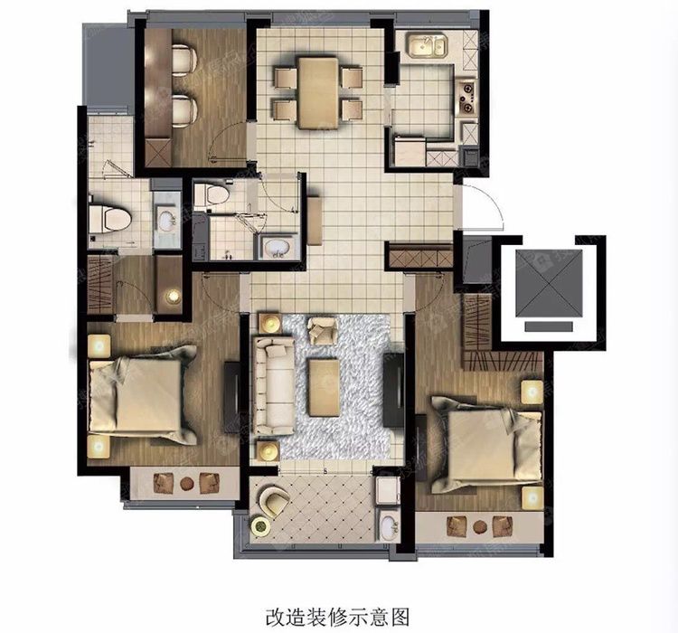 杭州彩虹府84平方米户型