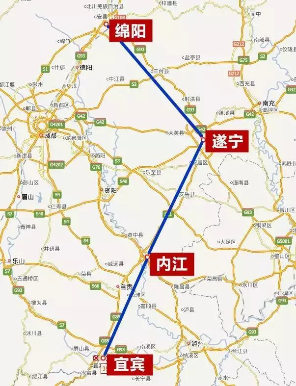 记者了解到,绵遂内铁路项目所属地区为绵阳市,遂宁市,资阳市,内江市