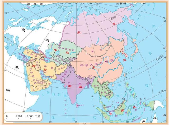 亚洲分区地图亚洲东部地处世界上最大的大陆和世界上最大的大洋之间