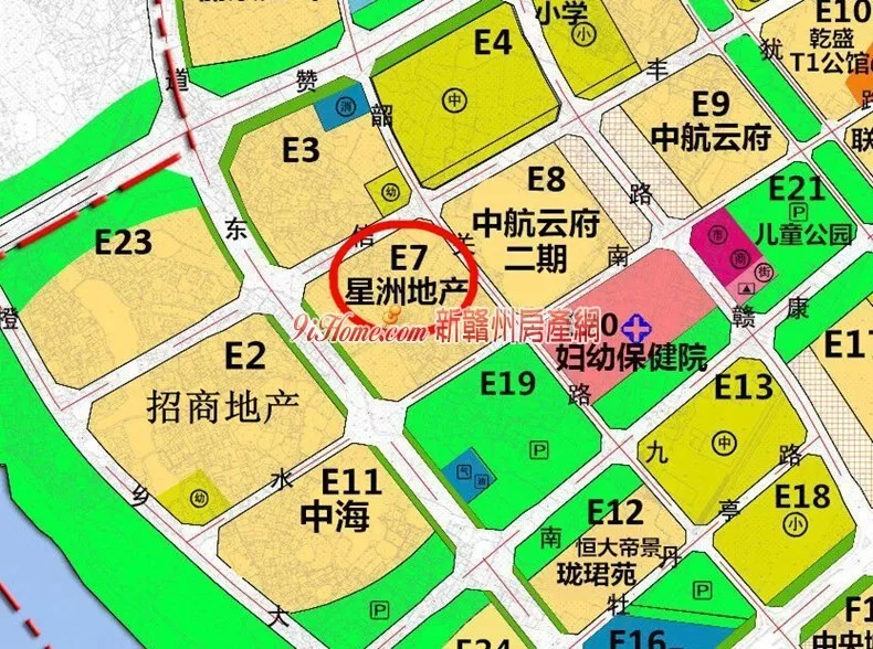 位于赣州市章江新区e7地块,地块编号dba2014013,土地面积约63021㎡