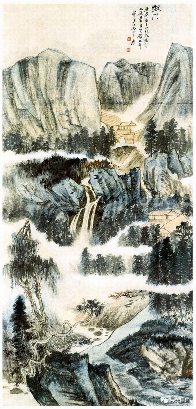 雅致飘逸张大千浅绛山水画