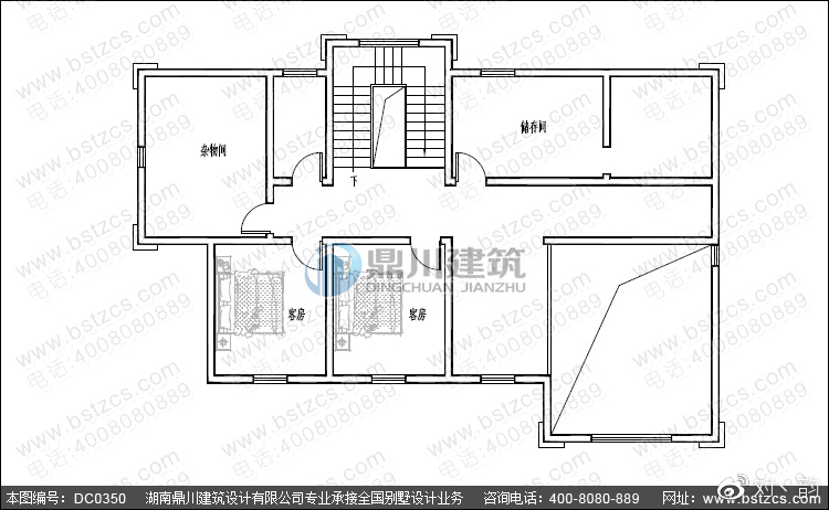 农村自建一层带阁楼别墅房屋设计图纸_平面图