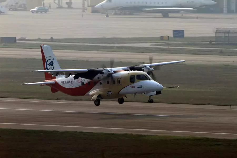 2010年12月29日, 运12f在哈飞机场飞入蓝天.
