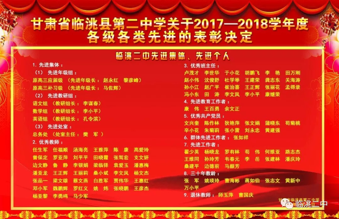 2018年临洮二中庆祝第34个教师节暨先进表彰大会