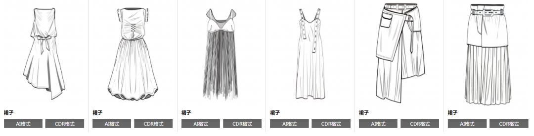 cdr/ai/jpg】格式款式模板) 女装款式图:外套类/衬衫类/卫衣类/裙子类
