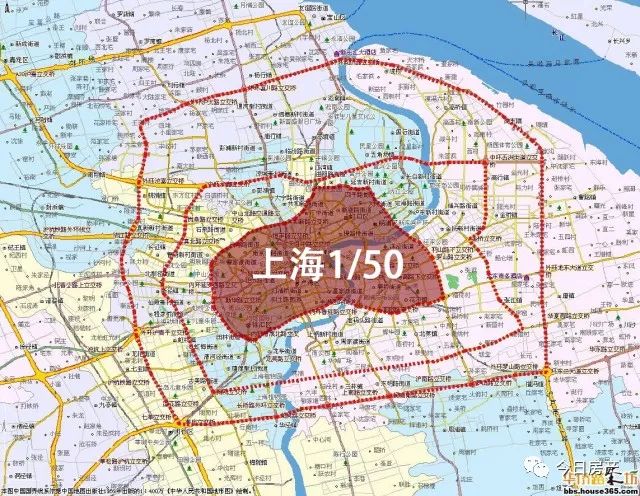 内环约120平方公里 寸土寸金的内环 仅占上海1/50不到的地域面积