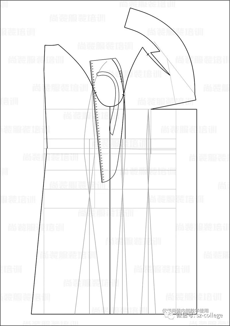 尚装| 青果领双排扣插肩袖大衣制版_款式