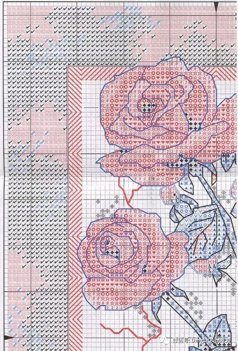 十字绣图一组漂亮的玫瑰花十字绣图案集