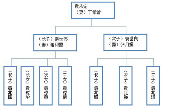 袁永定家族谱系