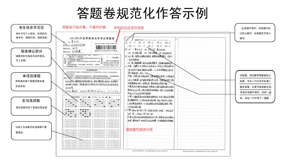 自考| 高等教育自学考试答题卡填写注意事项