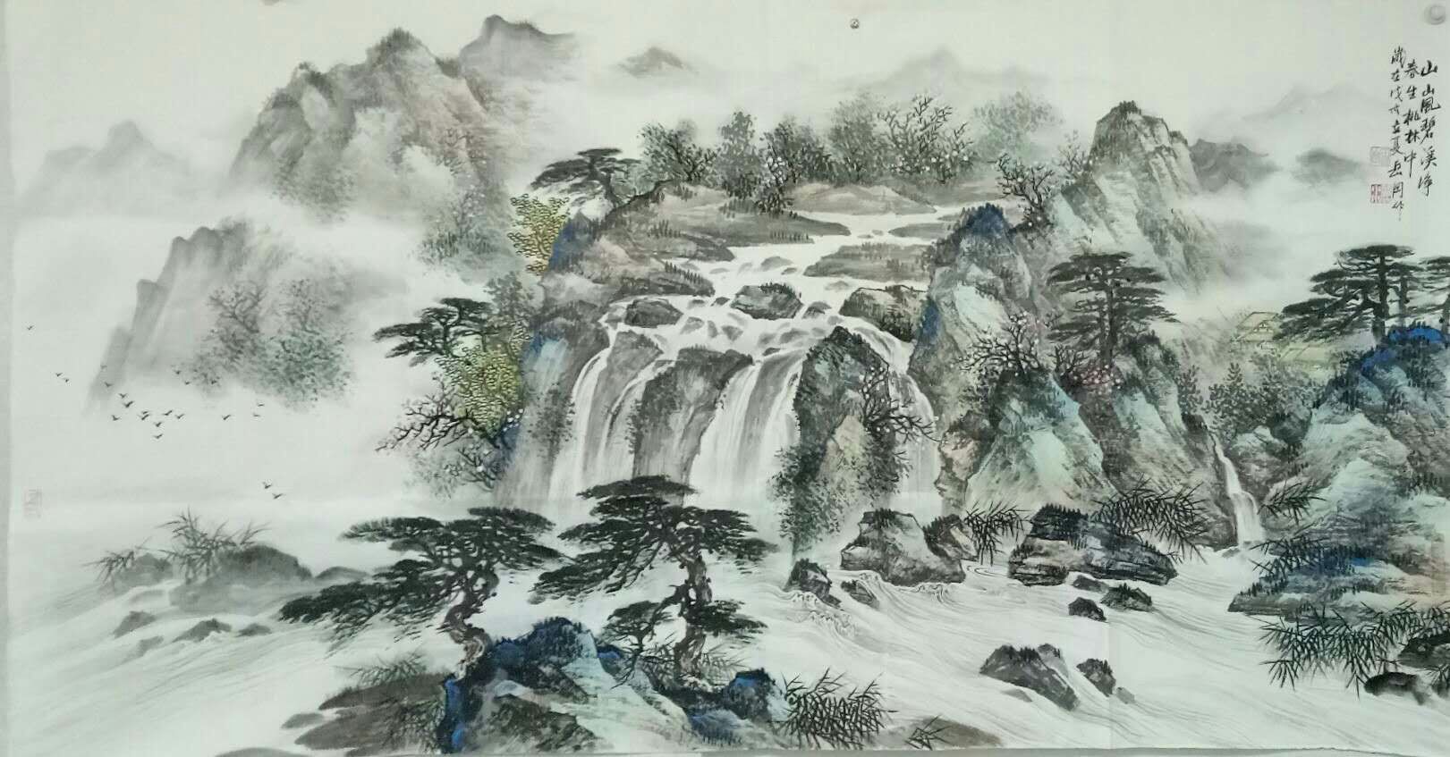 当代著名山水画画家王岳罔山水画欣赏_作品